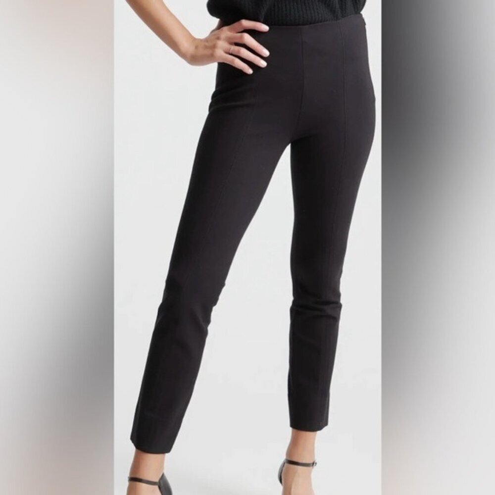 Quince Black Ultra Stretch Ponte Pintuck Ankle Pants Size Small